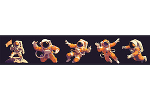 astronauts in space set. cosmonaut, a Technology Illustration by Stock-Smart-Start