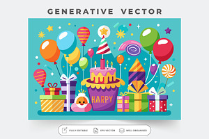 A vibrant birthday celebration poste, a Graphic by Iftikhar Alam
