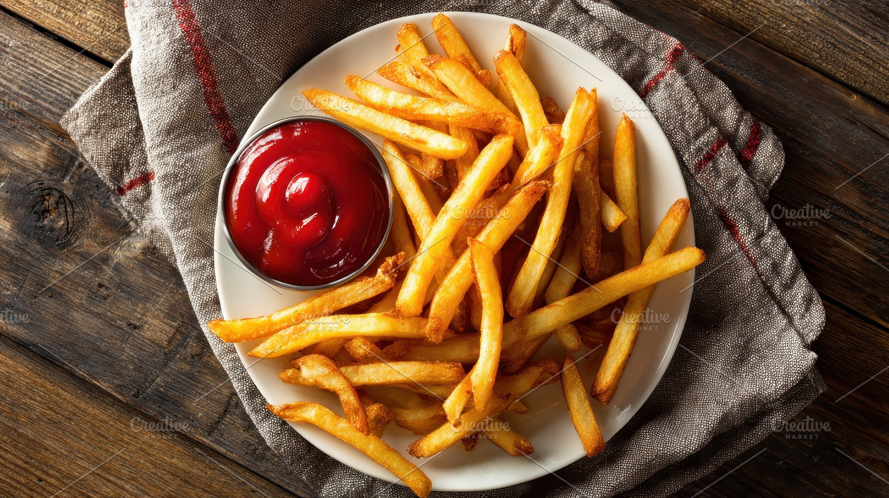 Homemade American French fries serve, a Photo by Pavel_design