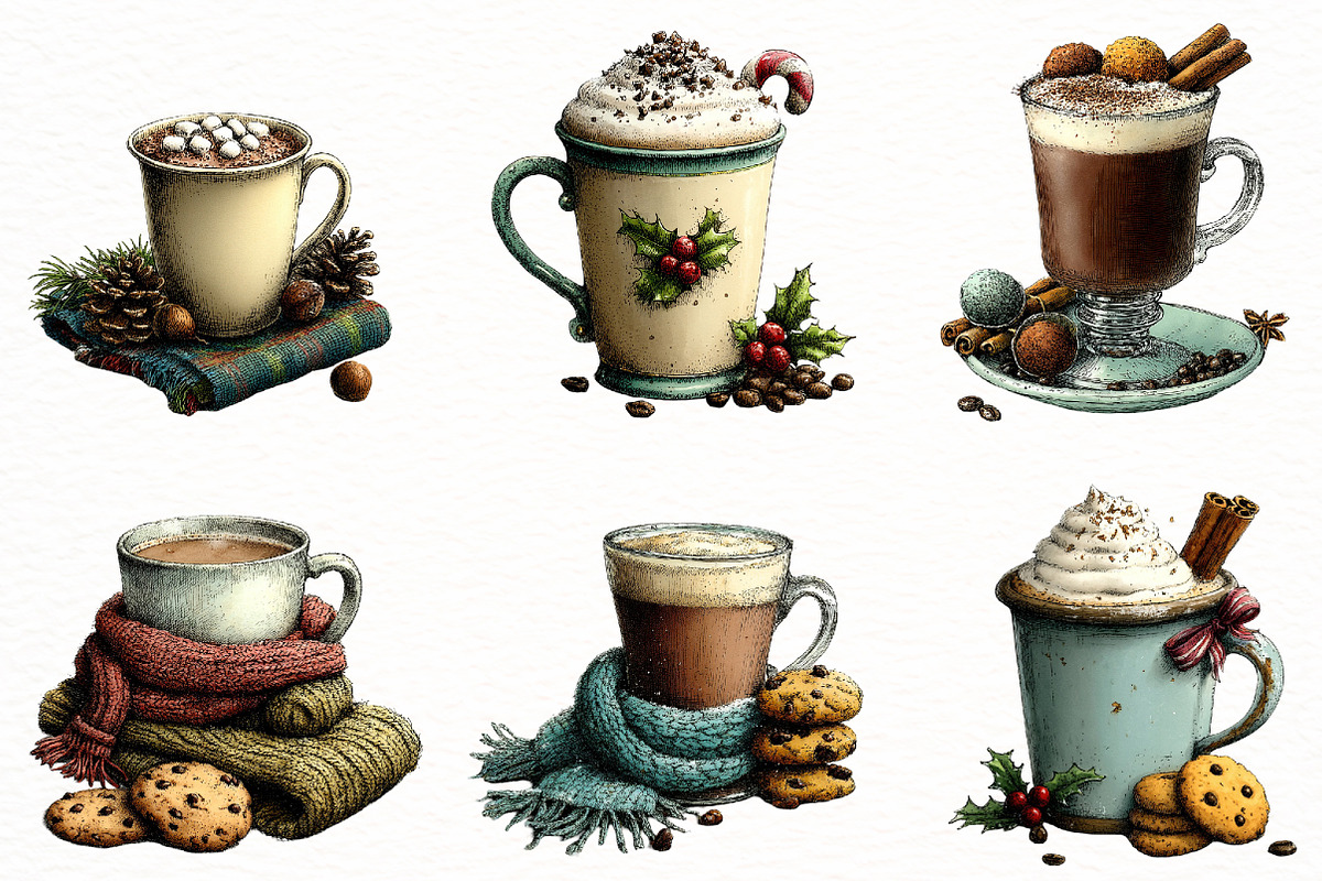 Christmas Hot Cocoa Clipart, a Seasonal Illustration by Designworld (Photo 2 of 11)