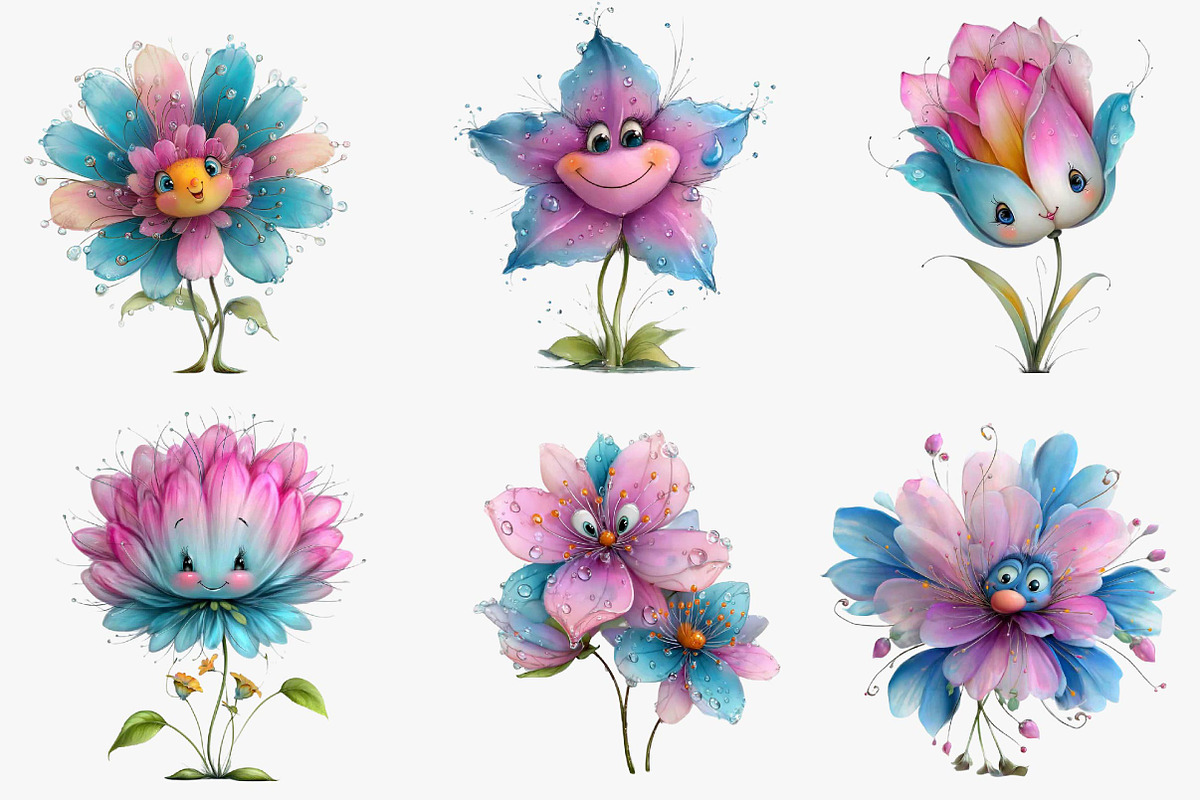 Quirky Flowers Clipart Whimsical, an Illustration by CreationArt (Photo 5 of 5)