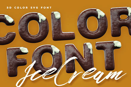 Ice Cream - 3D Color SVG Font, a Font by Deeezy