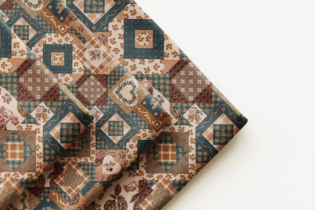 Vintage Patchwork Floral Pattern, a Pattern Graphic by StudioGlouna (Photo 5 of 5)