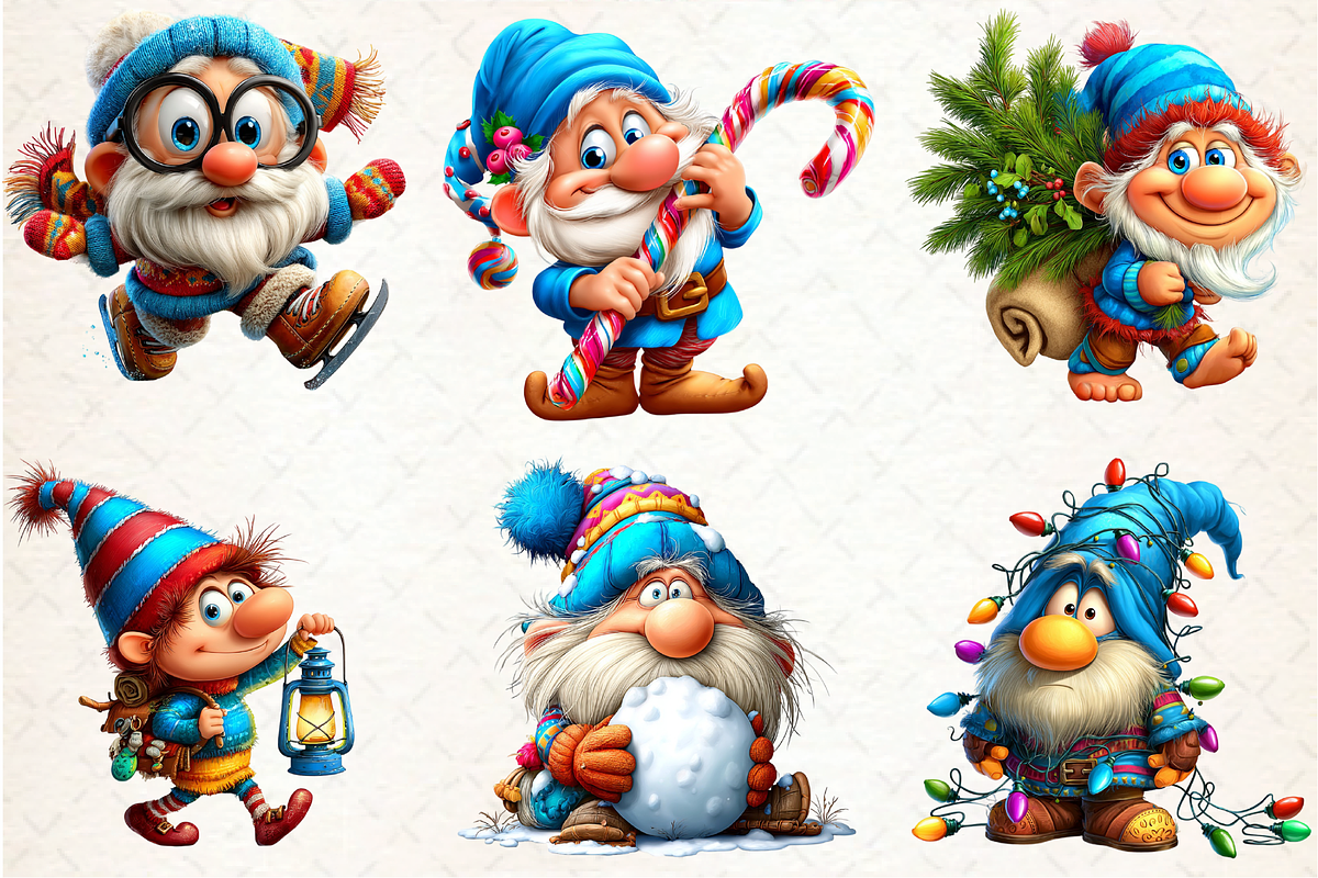 Funny Christmas Gnome Clipart Bundle, an Illustration by DreamCafeArt (Photo 2 of 6)