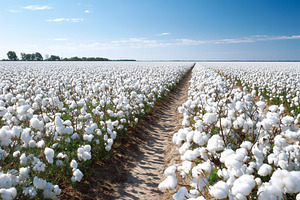 Vast cotton field under a clear blue, a Nature Photo by MistyDay