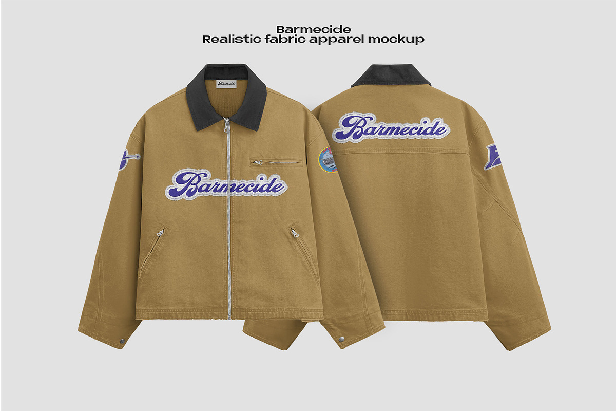 Work jacket mockups, an Apparel Mockup by Barmecide Mockup Studio (Photo 1 of 3)