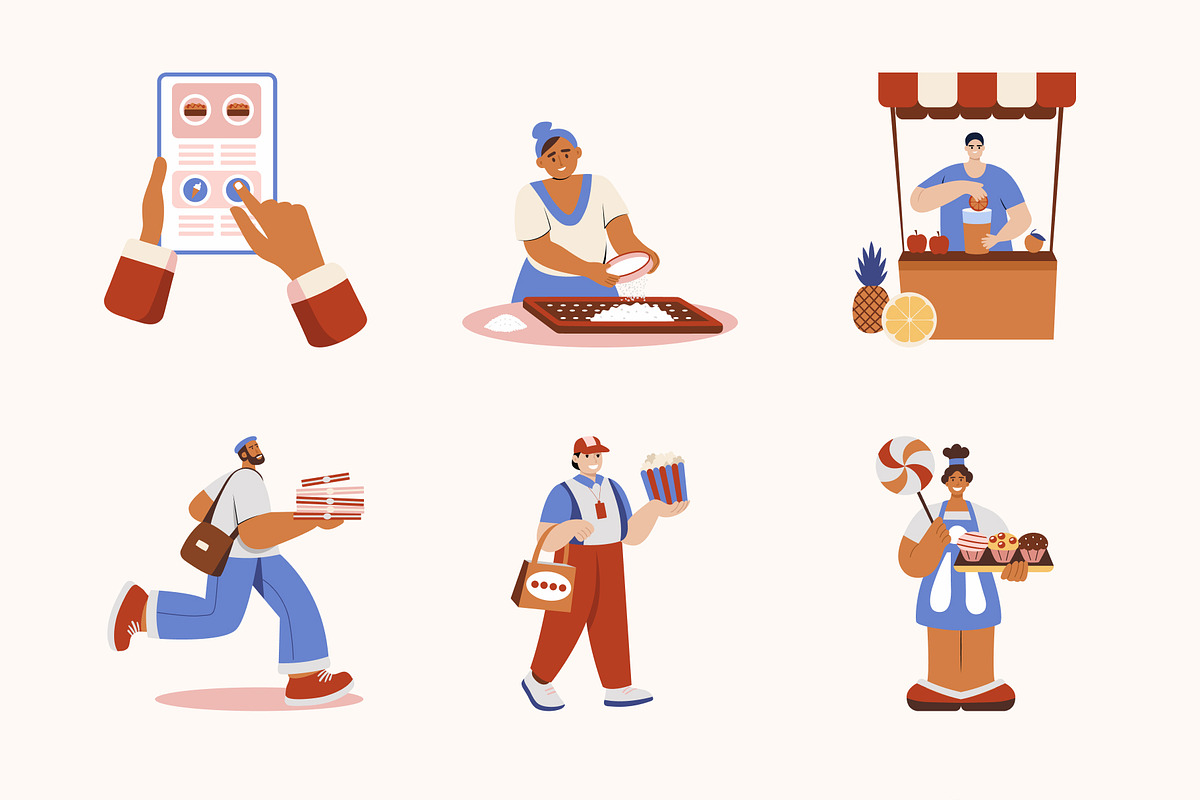 Food and Delivery Illustration Set, a Food Illustration by Vectors Market (Photo 7 of 9)