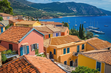 Stunning rooftops of Assos village o, a Photo by Iftikhar Alam