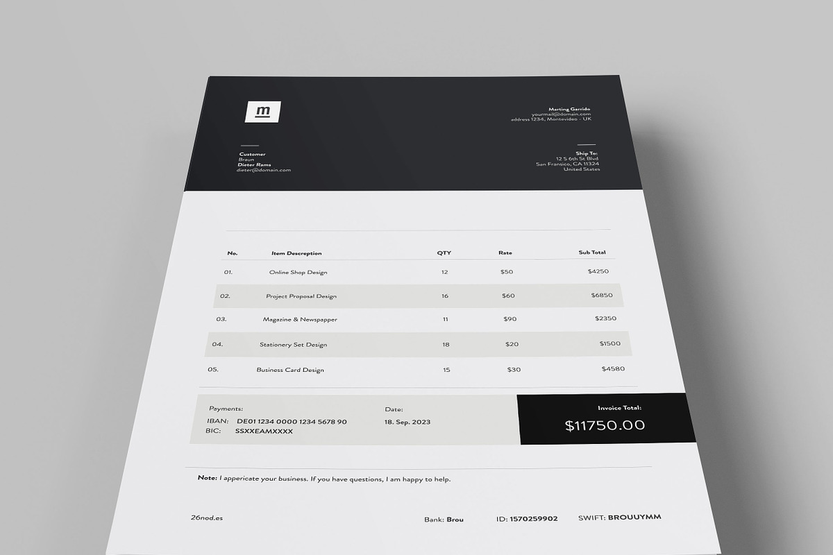 Invoice, a Stationery Template by UX-group (Photo 4 of 6)
