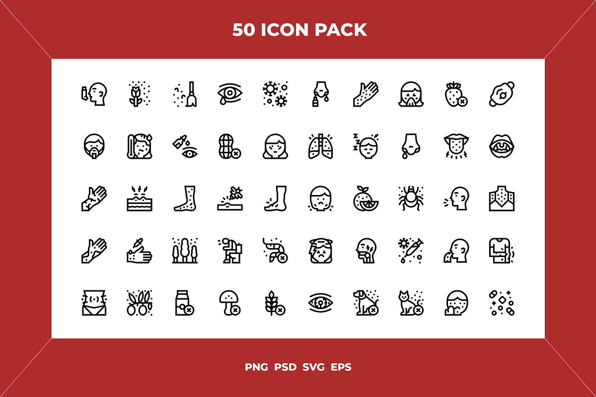 Allergy symptoms icons, an Outline Icon by Wencory (Photo 1 of 2)