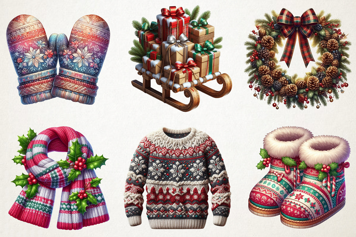 Cozy Christmas Watercolor Set, an Illustration by RobertsArt (Photo 6 of 7)