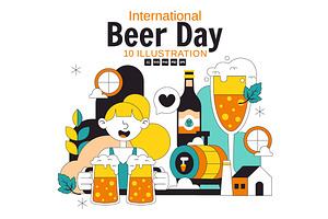 10 International Beer Day, a Food Illustration by denayunebgt