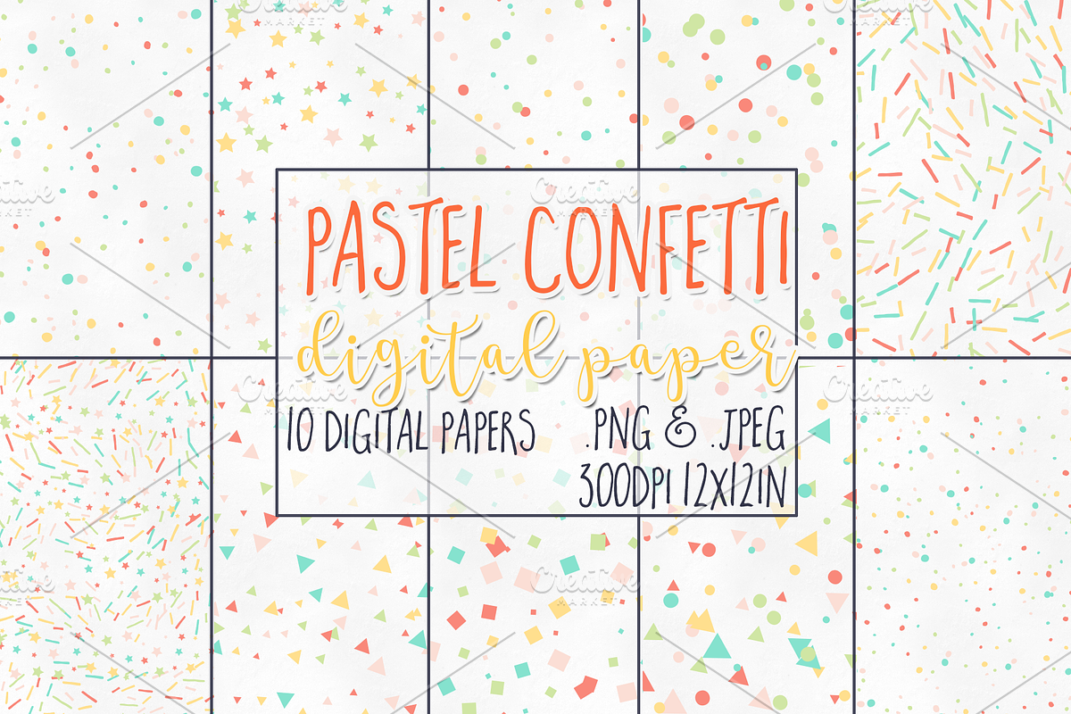 Pastel Confetti Digital Paper, a Background Graphic by TeaBerry
