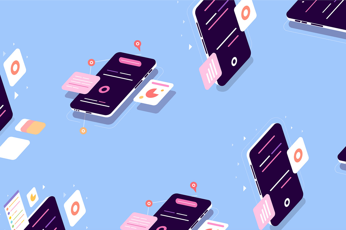 smartphone isometric vector set, an Object Illustration by foxndeer (Photo 3 of 4)