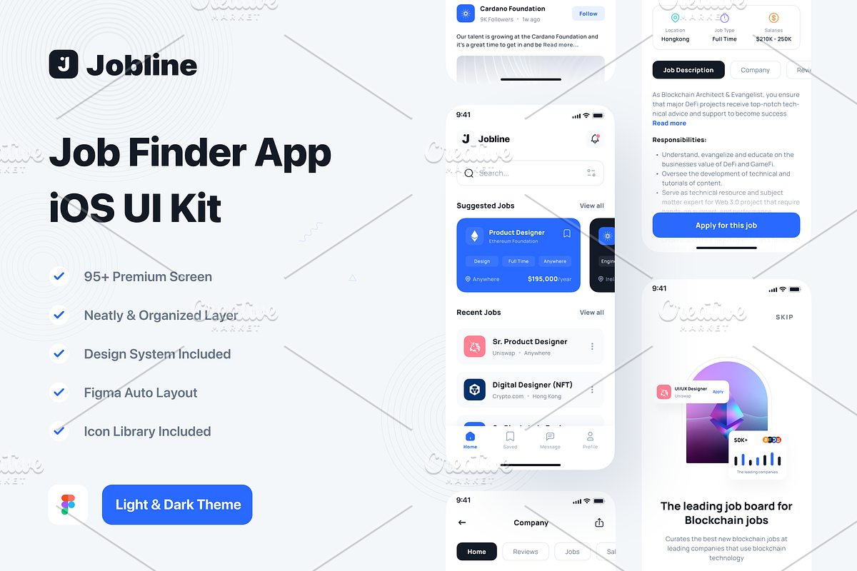 Jobline - Job Finder App iOS UI Kit, an UI Kit Template by Unpixel Design (Photo 1 of 6)
