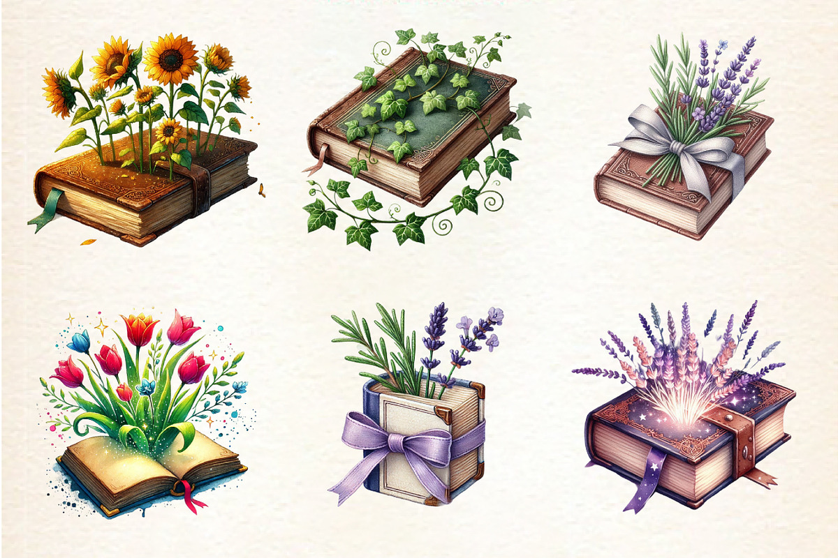 Flower Book Clipart Bundle,, an Illustration by DreamArtGraphic (Photo 2 of 5)