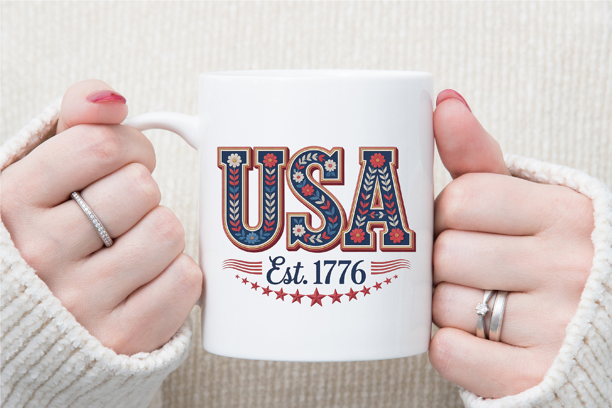 Floral Embroidery USA Png Retro Amer, an Illustration by Sublimation Artist (Photo 8 of 9)