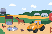 Farm buildings landscape. Panoramic, an Animal Illustration by YummyBuum (Thumbnail 2 of 3)