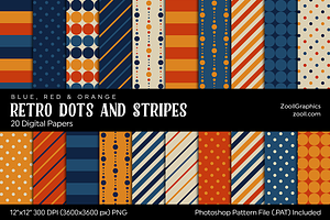 Retro Dots & Stripes Digital Papers