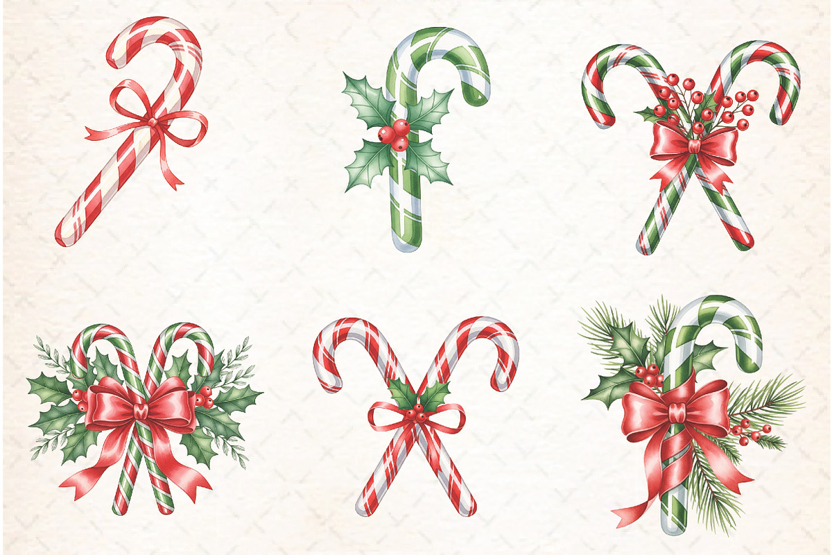 Christmas Candy Cane Clipart, an Illustration by Libby Wishes (Photo 6 of 7)