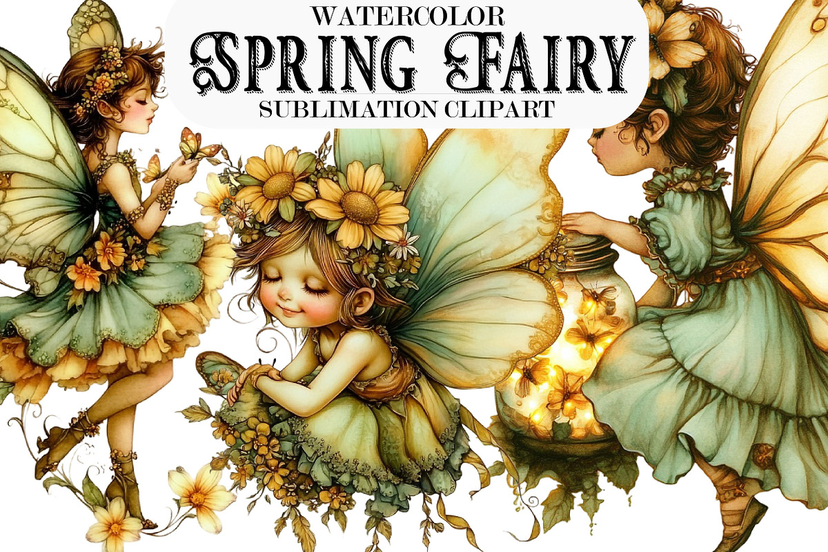 Whimsical Spring Fairy Clipart, an Illustration by Designking (Photo 1 of 5)