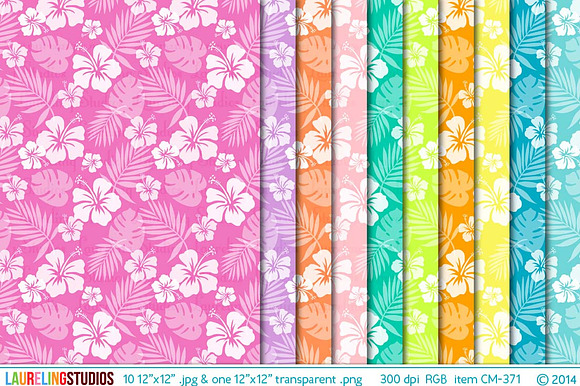 Hibiscus Pattern Digital Paper preview 4