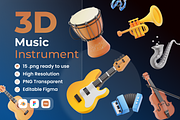 Music Intrumental 3D Illustration, an Object 3D Model by Vektora Studio (Thumbnail 1 of 2)