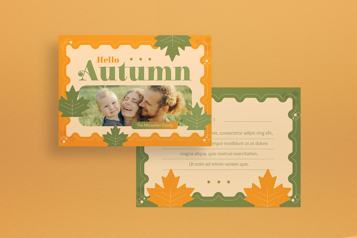 Flat Design Autumn Greeting Card, a Card Template by graphicook (Photo 2 of 3)