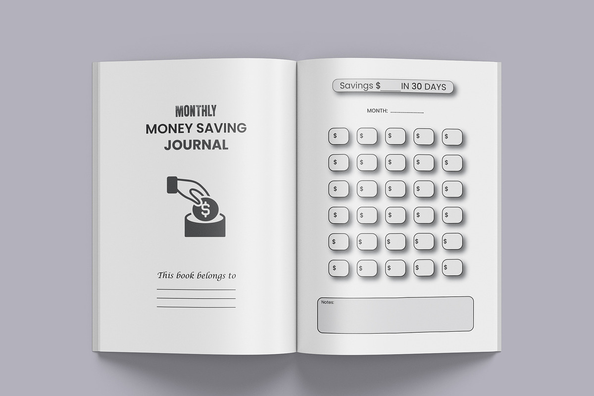 Monthly money saving journal kdp, a Graphic by Hitubrand