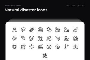 Natural disaster icons, an Outline Icon by Wencory
