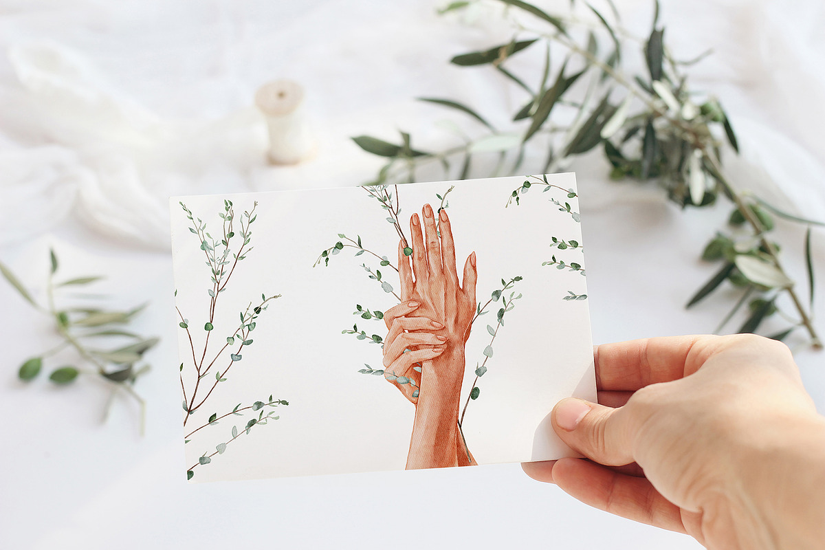 Female Hands and Plants Watercolor, a Person Illustration by Yakovleva Margarita (Photo 9 of 9)