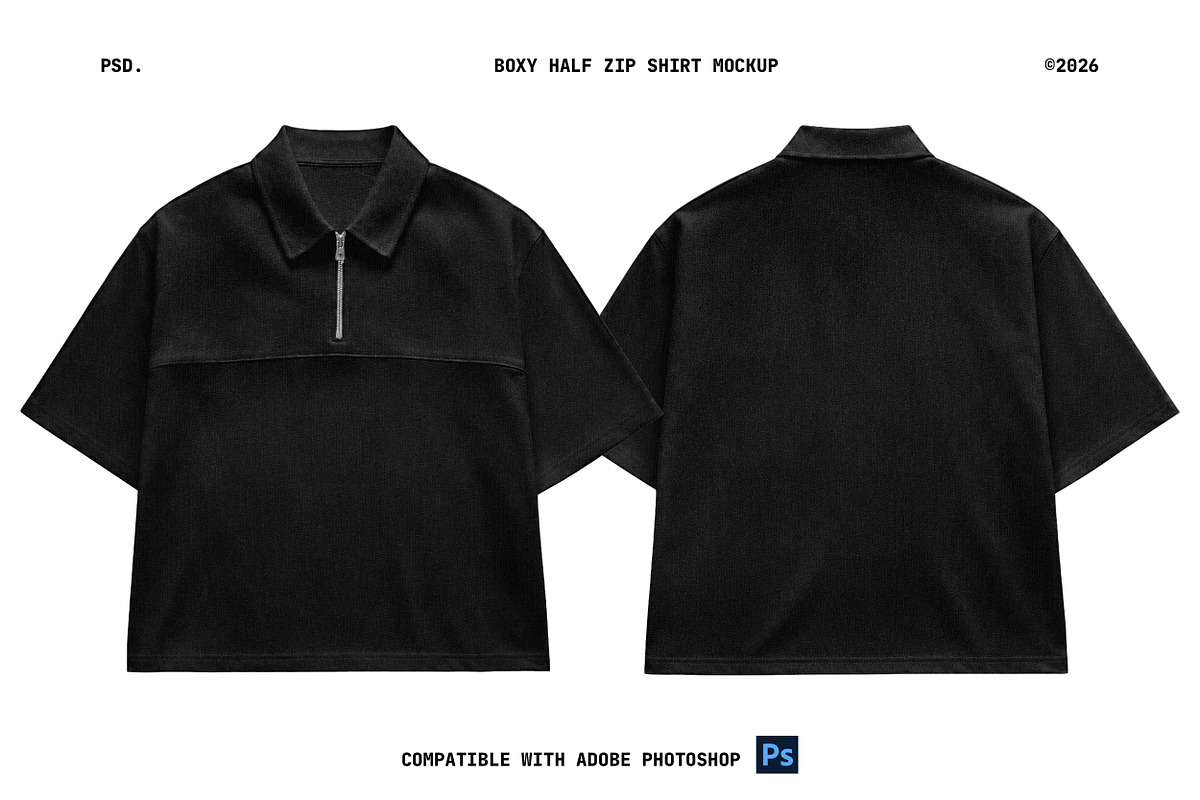 Boxy Half Zip Shirt Mockup PSD, a Shirt Mockup by Irhasalfahad (Photo 2 of 4)