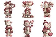Whimsical Valentine Snowmen Clipart, an Illustration by CraftArtStudio (Thumbnail 3 of 6)