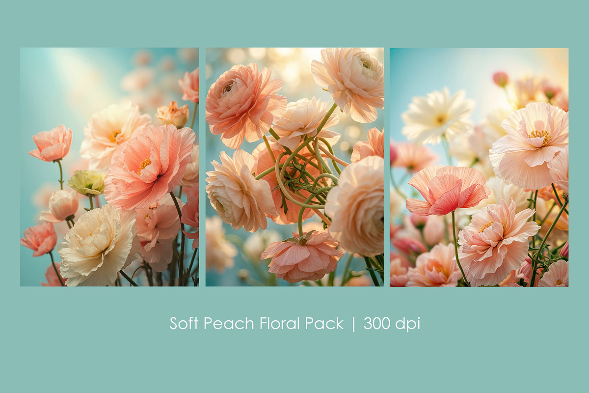 Soft Peach Floral Pack, a Decorative Illustration by StockVerse Creative (Photo 1 of 6)