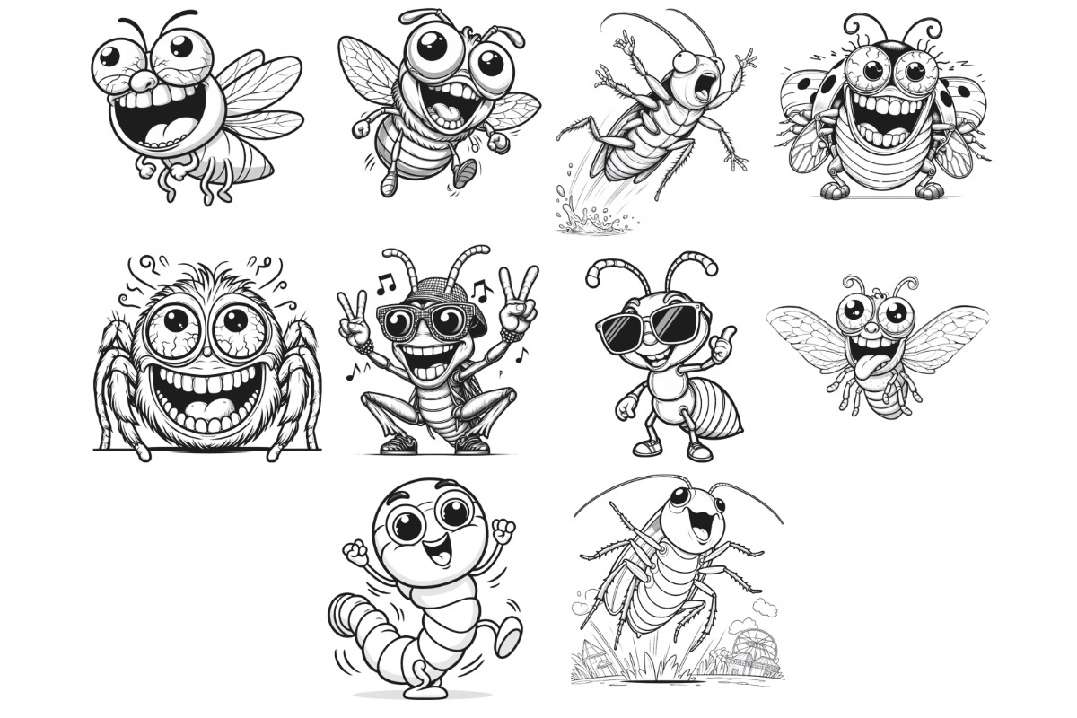 Crazy Cartoon Insects Set 1, a Brush Add-On by Disasterology Ink (Photo 6 of 10)