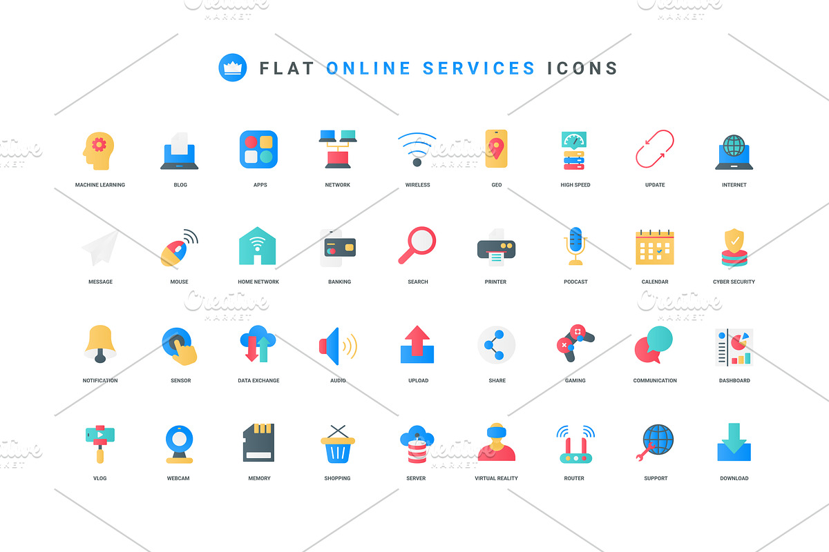 Online services download icons, an Object Illustration by Lemberg Vector