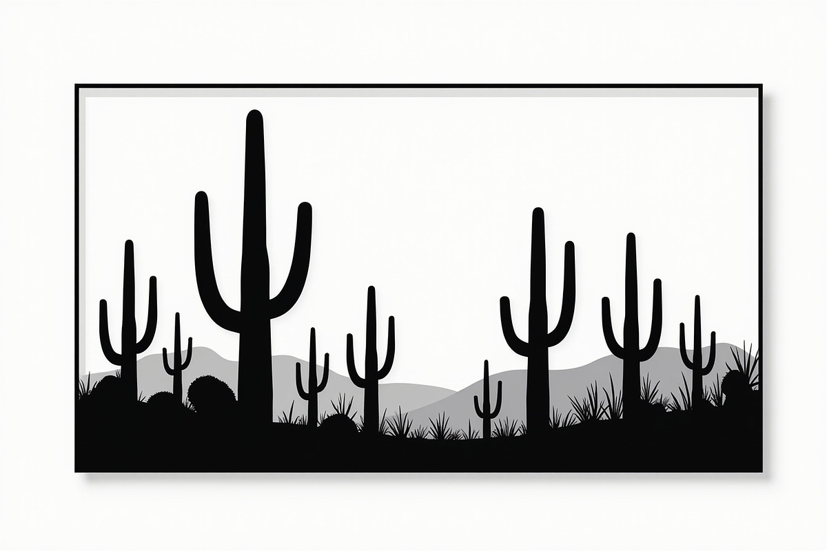 Cactus Desert Landscape Silhouette, an Illustration by abu67222 (Photo 8 of 15)