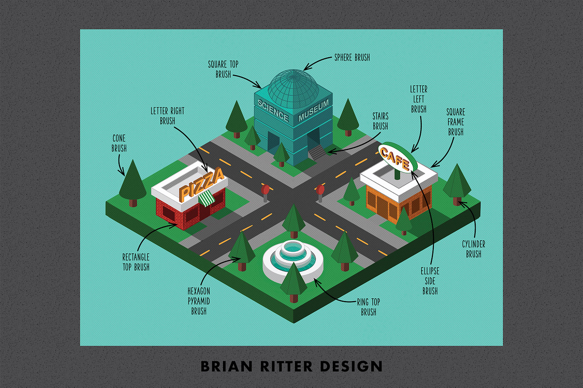Isometric Toolkit, a Brush Add-On by Brian Ritter Design (Photo 2 of 11)