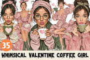 Whimsical Valentine Coffee Girl PNG, a Graphic by CitraGraphics (Thumbnail 1 of 5)