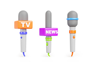 TV News Microphone 3d Render Icon