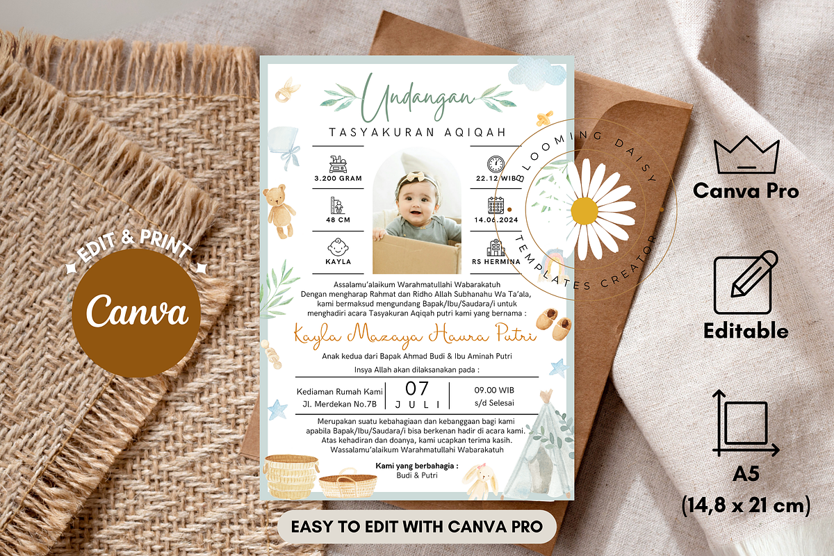 Editable Pastel Nursery Baby Canva, an Invitation Template by Blooming Daisy (Photo 1 of 4)