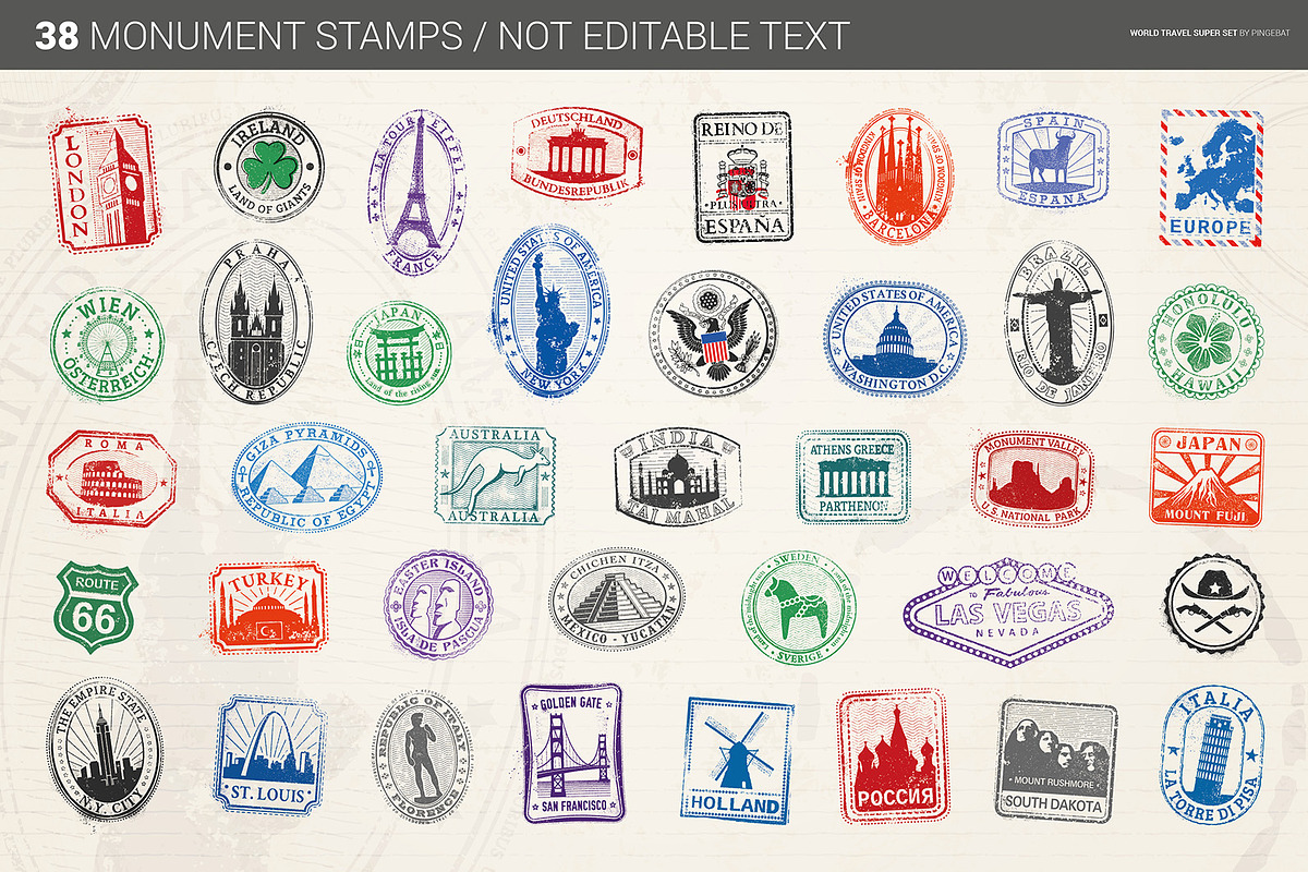 World Travel Super Set, a Texture Illustration by Pingebat (Photo 7 of 16)
