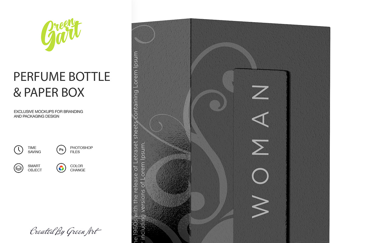 Perfume Bottle & Paper Box Mockup, a Product Mockup by Green Art (Photo 5 of 7)