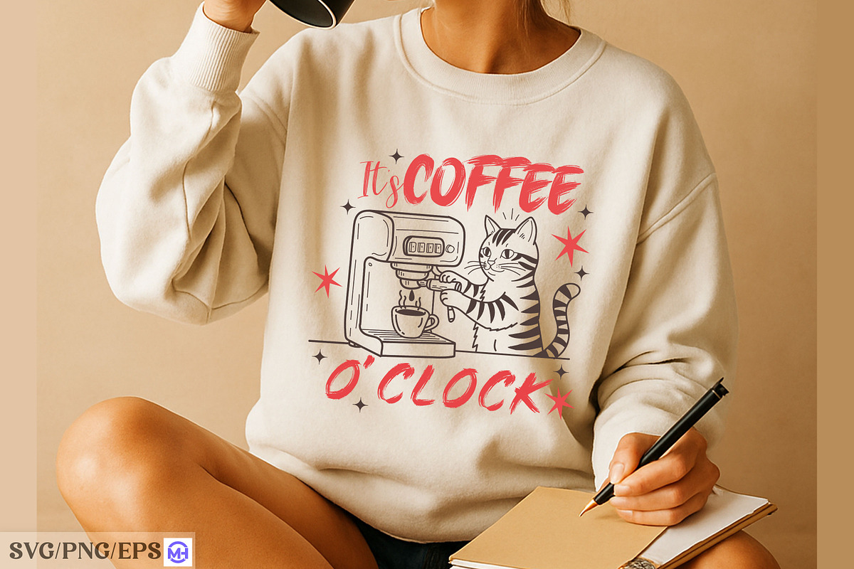 Cat Coffee Machine Hand-drawn SVG, a Graphic by mh_arif (Photo 2 of 4)