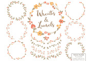 Antique Peach Vector Flower Wreaths, an Illustration by Amanda Ilkov (Thumbnail 1 of 3)