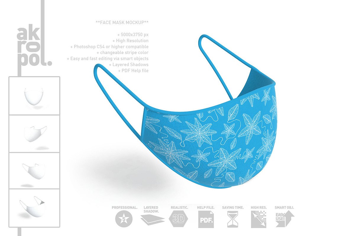 Face Mask Mockup -02, a Mask Mockup by akropol (Photo 2 of 4)