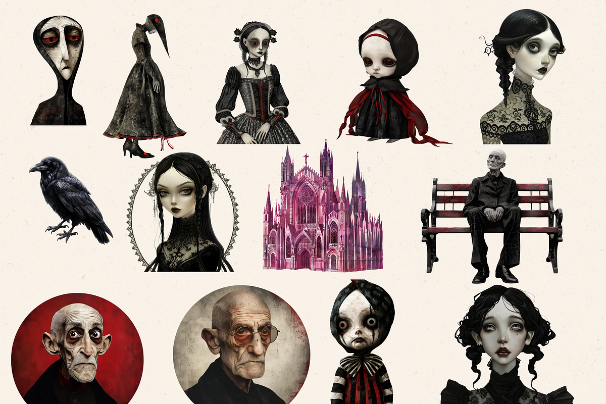 GOTHIC BEAUTIES CHARACTERS CLIPART, a Person Illustration by Daring Digies (Photo 3 of 10)