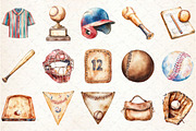 Vintage Baseball Game Day Clipart, an Illustration by Rose Art (Thumbnail 2 of 4)