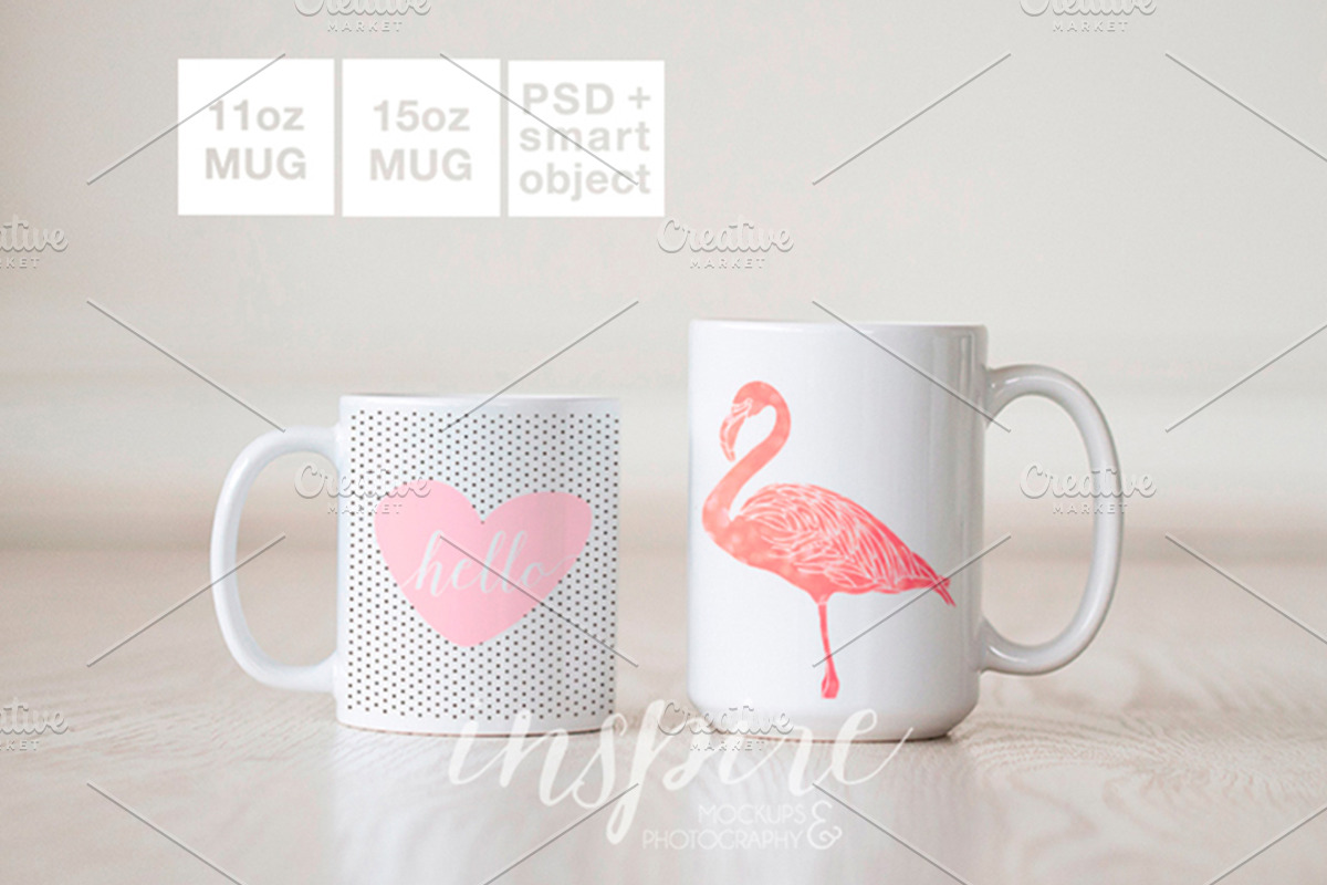 11oz and 15oz Comparision Mug Mockup, a Product Mockup by Inspire Mockups (Photo 2 of 3)
