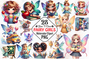 Back To School Cute Fairy Girl Png, an Illustration by RobertsArt